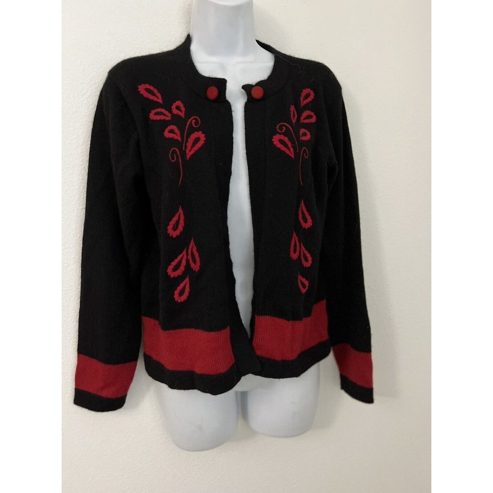Alpaca Style by Artesanias AT 100% Alpaca Women M Black Cardigan Sweater…